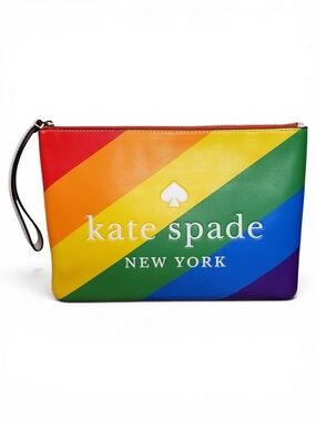 Kate Spade Rainbow Stripe Zip Wristlet Pouch Wristlet Limited Edition NWOT